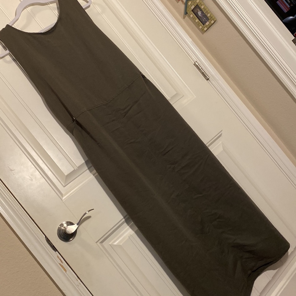 White Stag tank dress. Pin tuck seaming detail. Olive color. Tie front. XL. - Picture 7 of 10